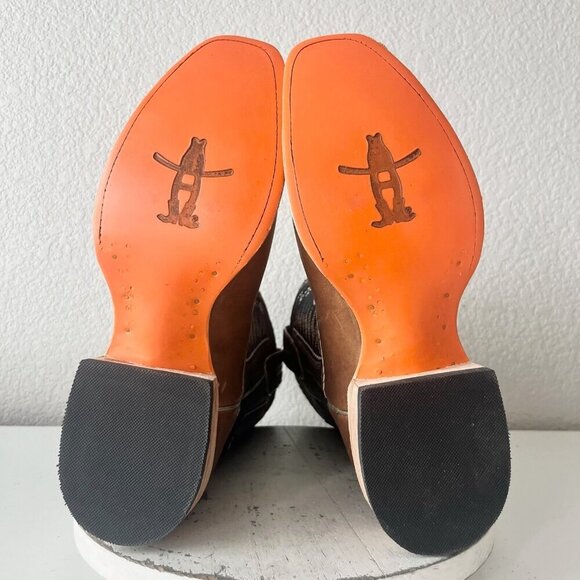 Lane RODEO HOUSTON Mens Cowboy Boots Size 12B Brown Leather Western Blunt Toe - Picture 10 of 13